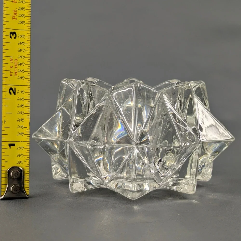 Vintage Clear Pressed Glass Starburst Faceted Votive Candle Holders Set of 3